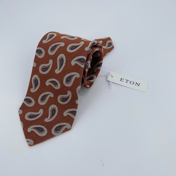 Eton Tie Mens One Size Multi Paisley‎ Silk Classic Luxury Necktie Italy Made NWT
